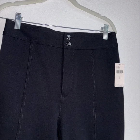 Anthropologie Maeve Size 6 Black Slit Split Front Flared Ponte Pant  NEW - Picture 5 of 7